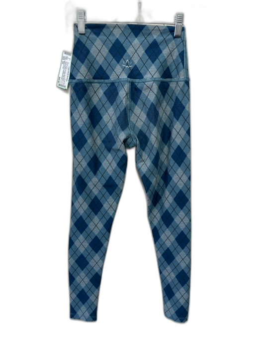 Beyond Yoga Size XS Mixed Blues Polyester Blend Argyle High Neck Athletic Set Mixed Blues / XS