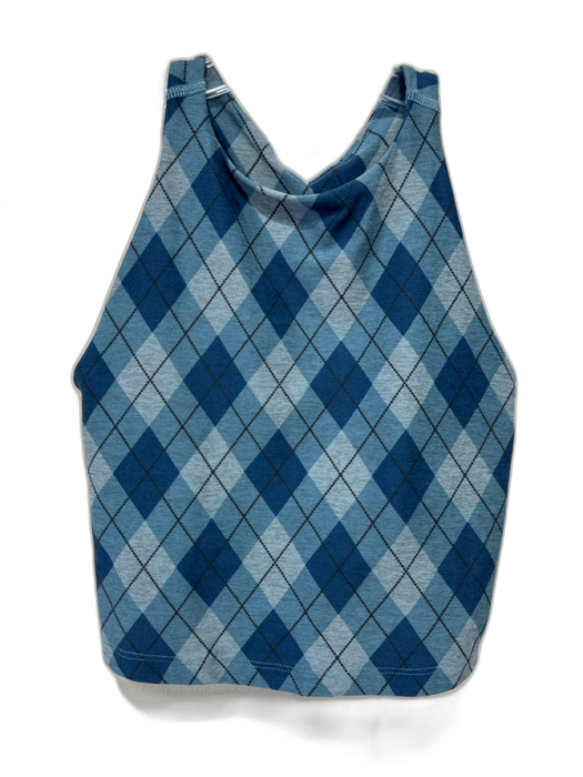 Beyond Yoga Size XS Mixed Blues Polyester Blend Argyle High Neck Athletic Set Mixed Blues / XS