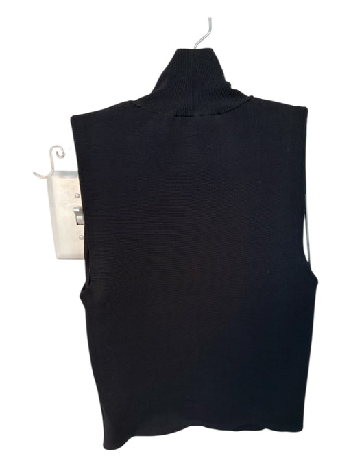 Alice & Olivia Size M Black Viscose Turtle Neck Sleeveless Ribbed Top Black / M