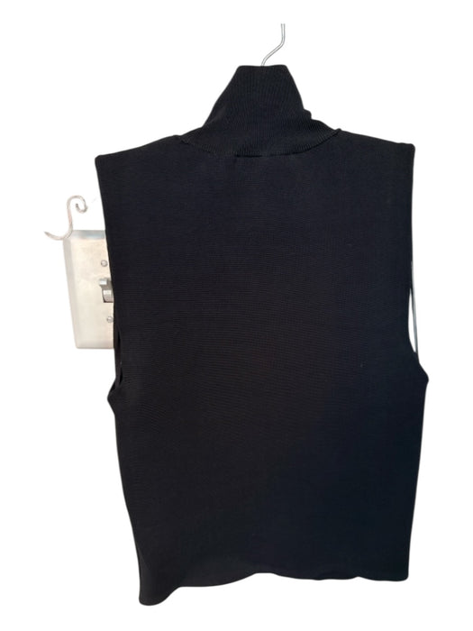Alice & Olivia Size M Black Viscose Turtle Neck Sleeveless Ribbed Top Black / M