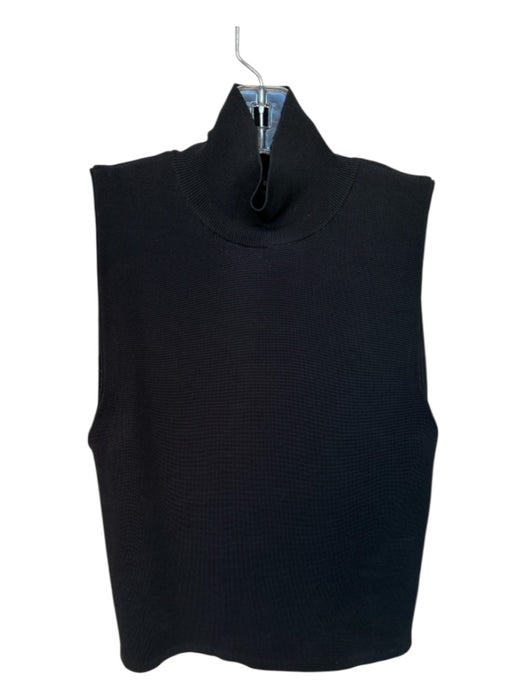 Alice & Olivia Size M Black Viscose Turtle Neck Sleeveless Ribbed Top Black / M