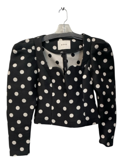 Rohe Size 34 Black & White Polyester Polka Dots Sweetheart Neckline Side Zip Top Black & White / 34