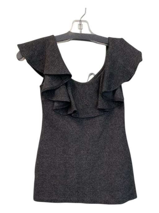 Amanda Uprichard Size P Gray Viscose Scoop Neck Scoop Back Ruffle Sleeveless Top Gray / P