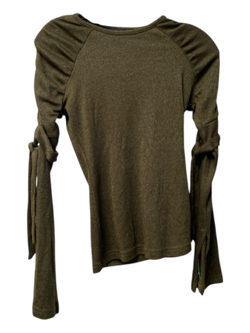 Walter Baker Size XS Dark Green Rayon Blend Round Neck Long Bell Sleeve Top Dark Green / XS