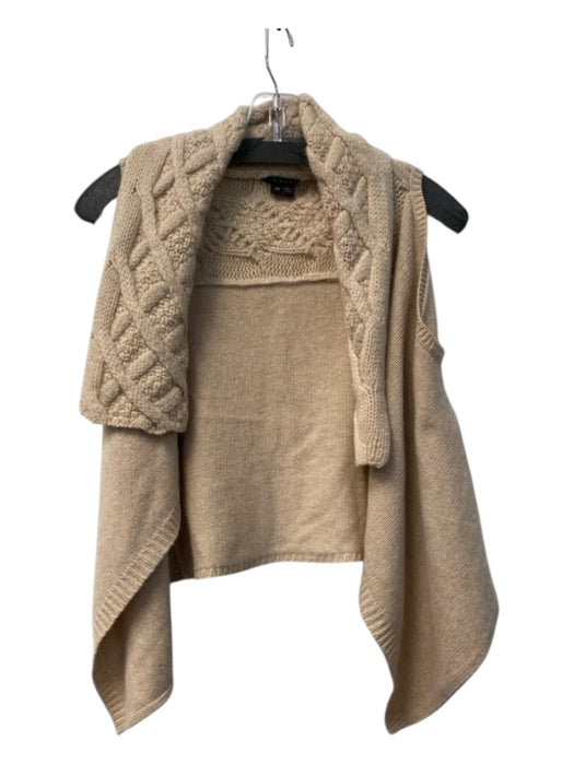 Theory Size S/P Oatmeal Cashmere Shawl Collar Cable Knit short Open Front Vest Oatmeal / S/P