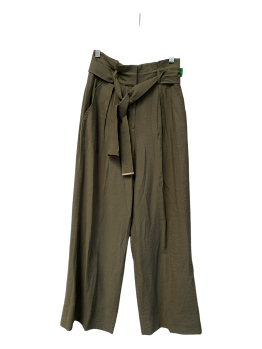 Intermix Size 4 Green Viscose Blend Paperbag Waist Belted Pleat Detail Pants Green / 4