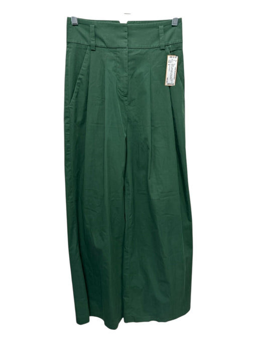 Veronica Beard Size 0 Green Cotton Blend Pleat Detail Mid Rise Zip Fly Pants Green / 0