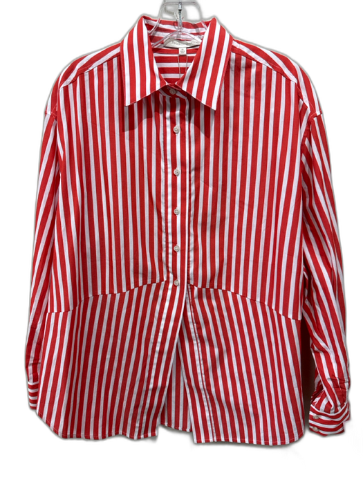 Favorite Daughter Size XS Red & White Cotton Stripe Oversized Button Down Top Red & White / XS