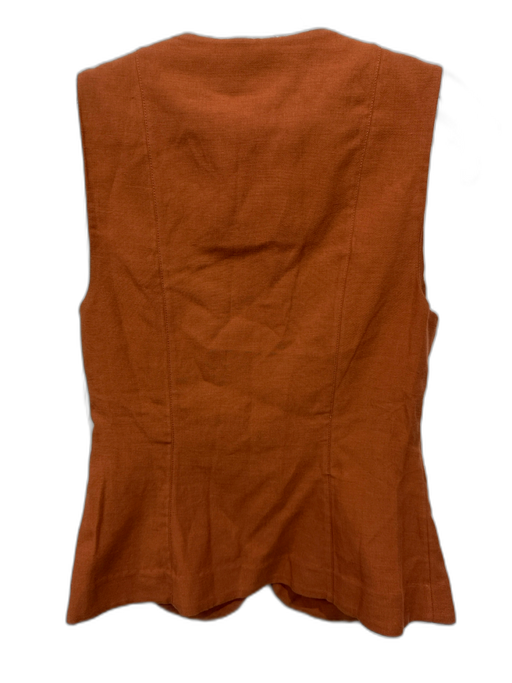 Rouje Size S / 36 Brown Linen Blend Mother of Pearl Buttons Round Neck Vest Top Brown / S / 36