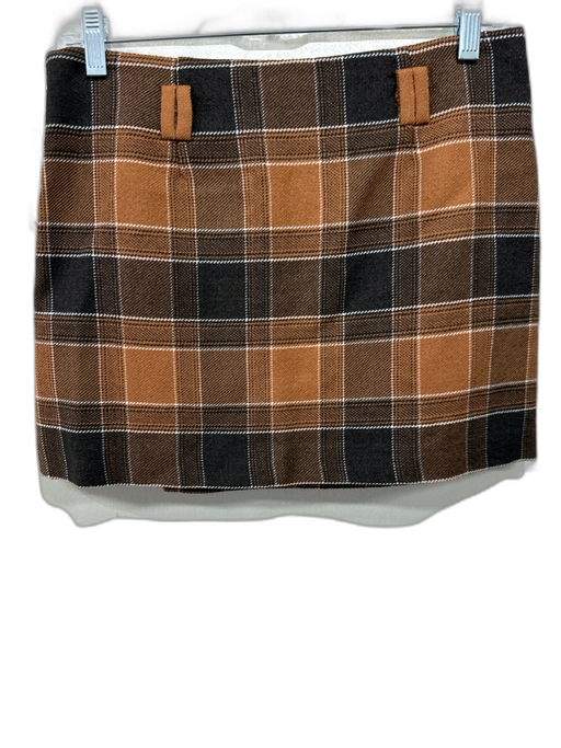 Gant Size XS / 34 Brown, Orange, White Wool Belt Loops Plaid Side Slit Skirt Brown, Orange, White / XS / 34