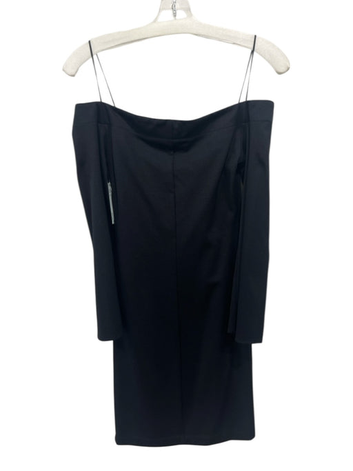 Amanda Uprichard Size P Black Rayon & Nylon Long Slit Sleeve Square Neck Dress Black / P