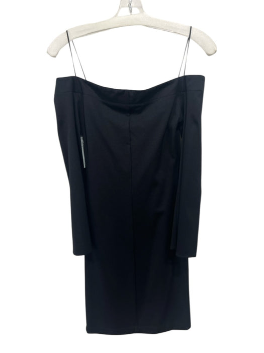 Amanda Uprichard Size P Black Rayon & Nylon Long Slit Sleeve Square Neck Dress Black / P