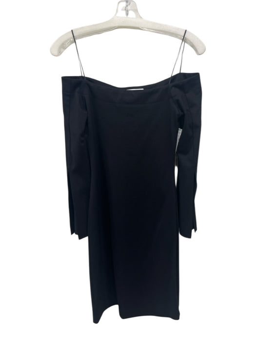 Amanda Uprichard Size P Black Rayon & Nylon Long Slit Sleeve Square Neck Dress Black / P