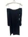 Amanda Uprichard Size P Black Rayon & Nylon Long Slit Sleeve Square Neck Dress Black / P