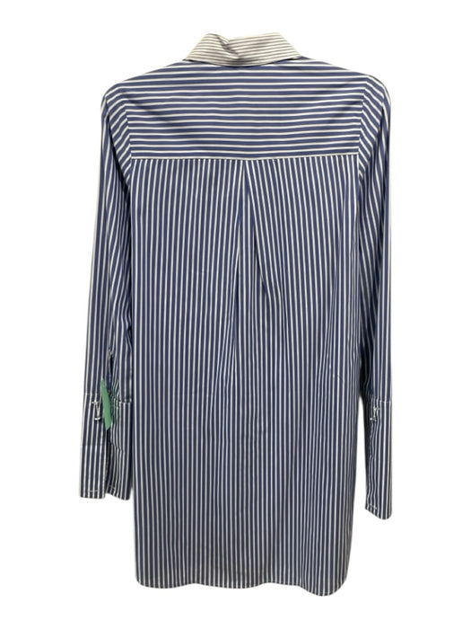 Abbey Glass Size XS Blue & White Cotton Striped Button Up Long Sleeve Dress Blue & White / XS