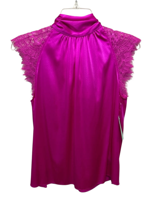 Generation Love Size XS Pink Silk Floral Lace Detail Cap Sleeve Tie Neck Top Pink / XS