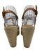 Coach Shoe Size 7 Golden Beige Leather & Canvas Raffia Ankle Buckle Wedges Golden Beige / 7