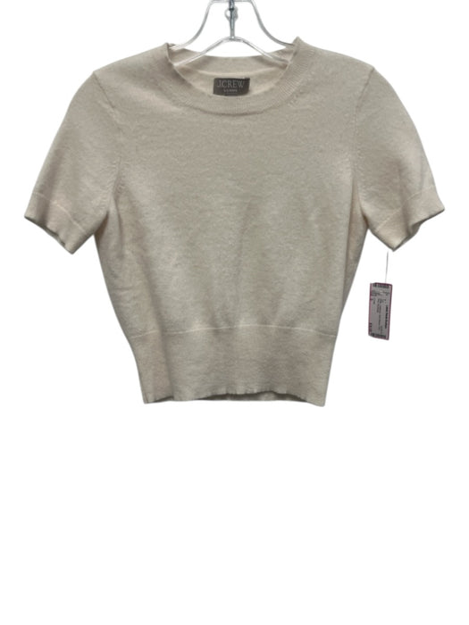 J Crew Size S White Cashmere Short Sleeve Crew Neck Top White / S