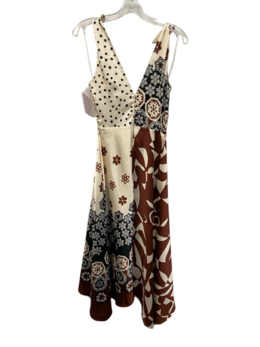 Tanya Taylor Size 00 White, Brown, Black Polyester Polka Dots V Neck Dress White, Brown, Black / 00