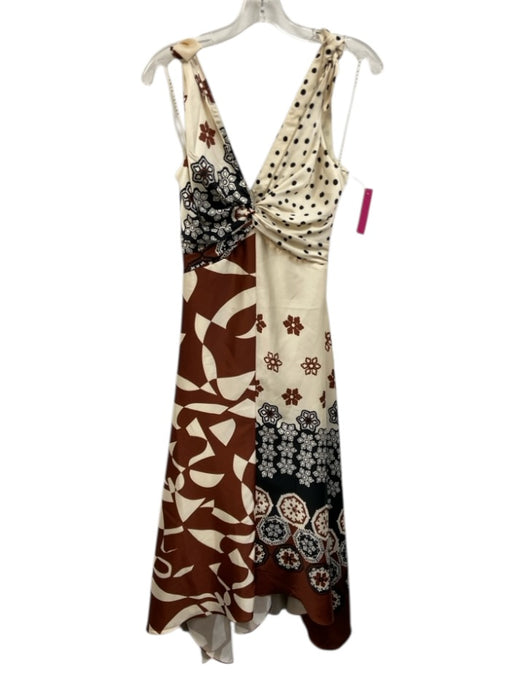 Tanya Taylor Size 00 White, Brown, Black Polyester Polka Dots V Neck Dress White, Brown, Black / 00