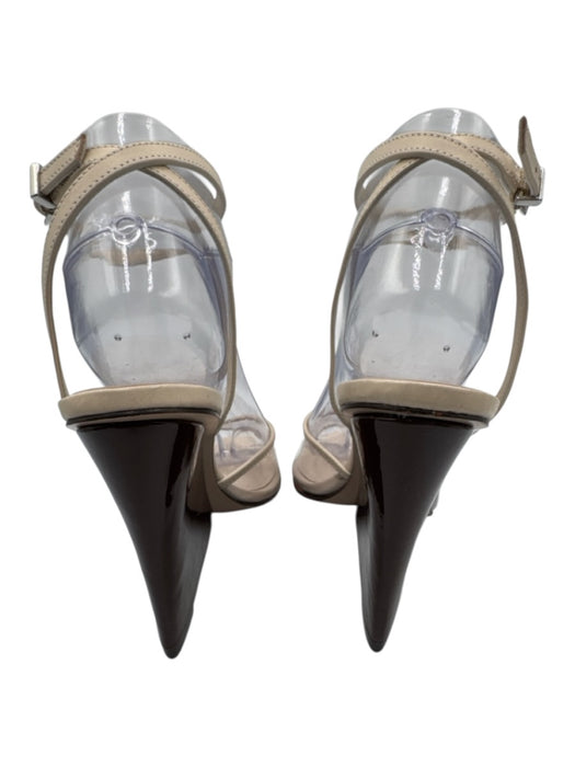 Schutz Shoe Size 7.5 Cream White & Clear Leather & PVC Pointed Toe Wedge Sandals Cream White & Clear / 7.5