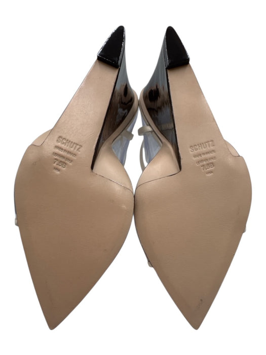 Schutz Shoe Size 7.5 Cream White & Clear Leather & PVC Pointed Toe Wedge Sandals Cream White & Clear / 7.5