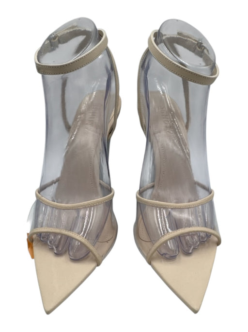 Schutz Shoe Size 7.5 Cream White & Clear Leather & PVC Pointed Toe Wedge Sandals Cream White & Clear / 7.5