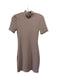 NBD Size S Beige Rayon Ribbed Short Sleeve Mock Neck Back Zip Dress Beige / S