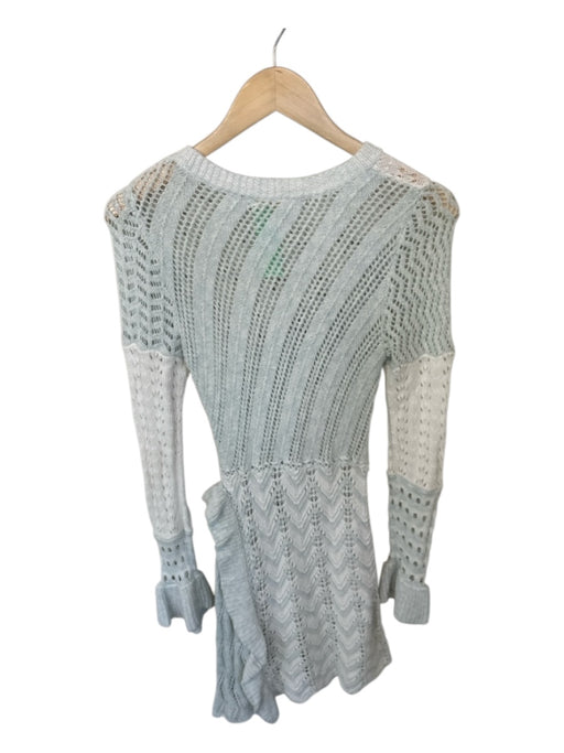 Loveshackfancy Size S White & Mint Cotton Blend Crochet Long Sleeve Mini Dress White & Mint / S