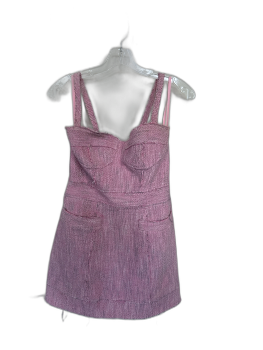Milly Size 4 Pink & gray Cotton Blend Sleeveless Tweed Sweetheart Neckline Dress Pink & gray / 4
