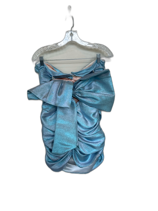 For Love & Lemons Size Est XS Blue & Peach Strapless Metallic Gathered Dress Blue & Peach / Est XS