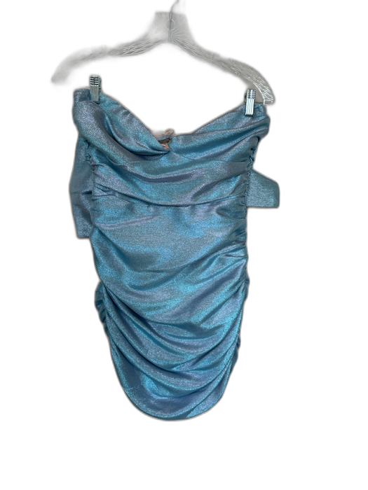 For Love & Lemons Size Est XS Blue & Peach Strapless Metallic Gathered Dress Blue & Peach / Est XS