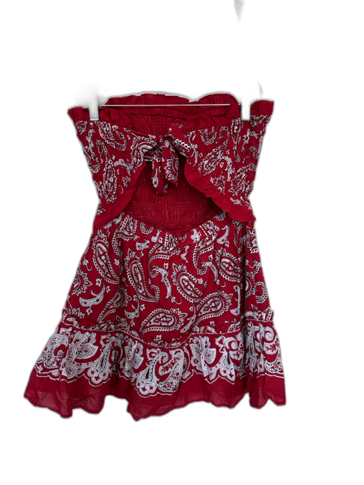 Sea New York Size S Red & Black Cotton Strapless Bandana Print Smocked Dress Red & Black / S