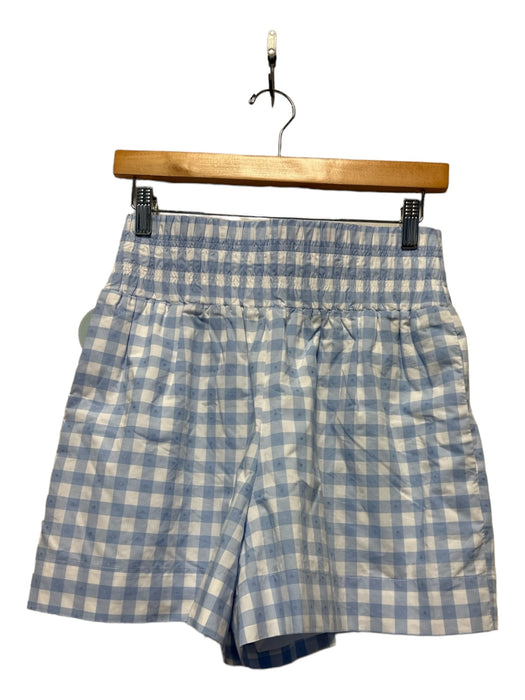 Hill House Size S Blue & White Cotton High Waist Checkered Shorts Blue & White / S