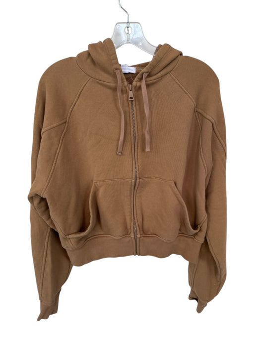 Beyond Yoga Size M Brown Cotton Blend Hood Full ZIp Cropped Athletic Jacket Brown / M