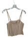 The Femm Size XS Tan Polyester Spaghetti Strap Pleated Cropped Top Tan / XS