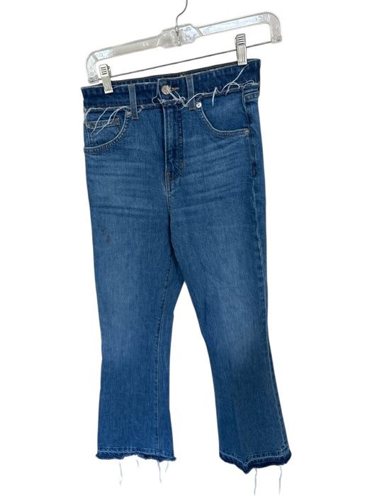 Veronica Beard Size 26 Med Dark Wash Cotton Blend High Waist Flare Fringe Jeans Med Dark Wash / 26