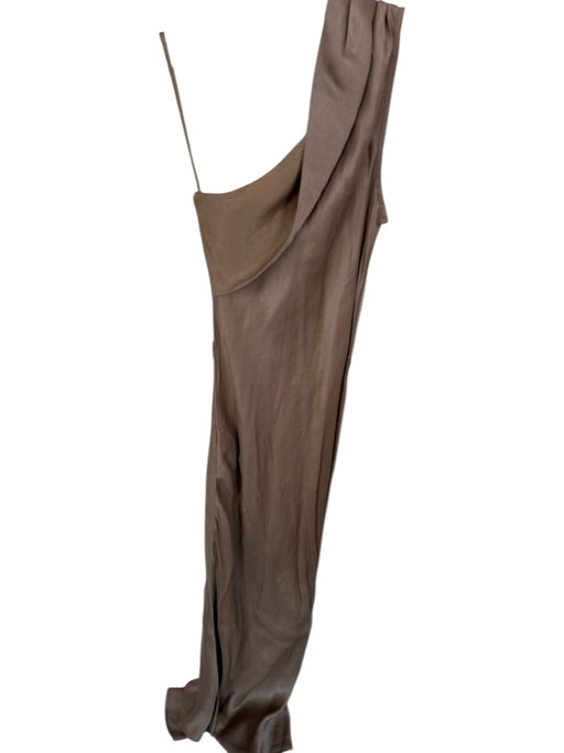 Karina Grimaldi Size S Taupe Viscose One Shoulder Slit Gown Taupe / S