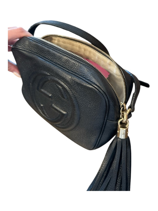 Gucci Black Leather Pebbled Crossbody Bag Black / S