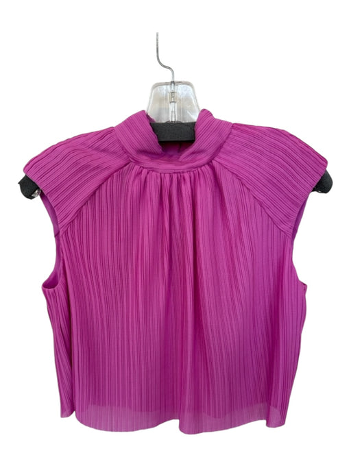 Ramy Brook Size S Purple Polyester Cap Sleeve High Neck Acordian Pleats Top Purple / S