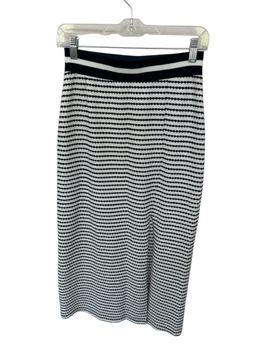 Ramy Brook Size S Navy & white Cotton Blend Waist Band Slit Midi Skirt Navy & white / S