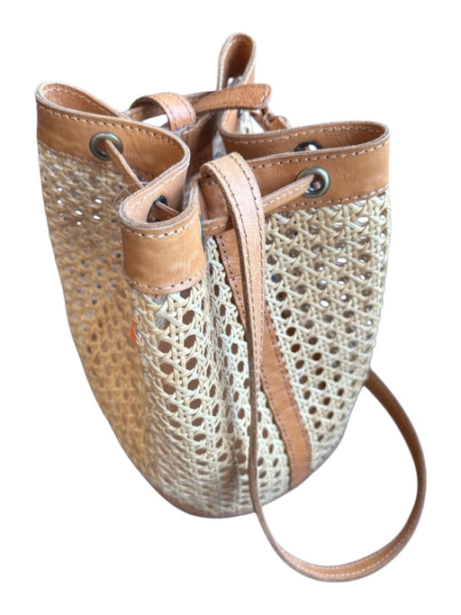 Bembien Brown & Tan Wicker Leather Drawstring Bucket Bag Brown & Tan / M