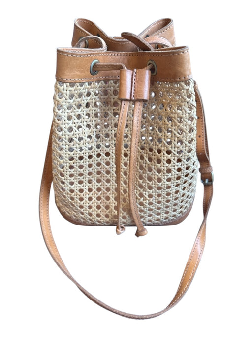 Bembien Brown & Tan Wicker Leather Drawstring Bucket Bag Brown & Tan / M