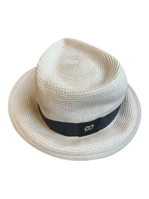 Eric Javits Cream & Black Straw Packable Hat Cream & Black / One Size
