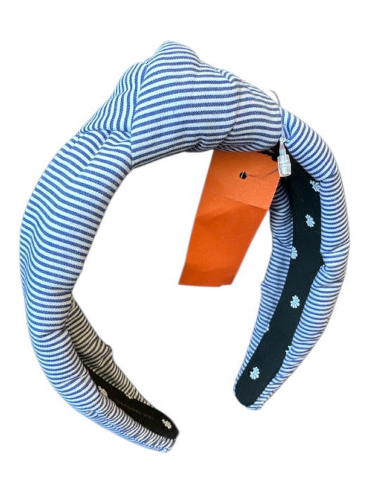 Lele Sadoughi Blue & White Canvas Top Knot Striped Headband Blue & White
