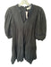 Sea New York Size XS Black Cotton 3/4 Balloon Sleeve Pleat Detail V Neck Dress Black / XS
