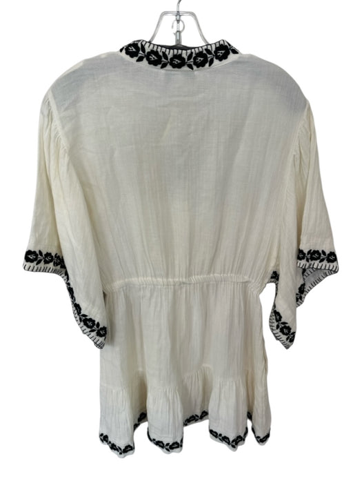 Sea New York Size S White & Black Cotton Embroidered Mini Sinch Waist Dress White & Black / S