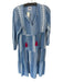SLV Size One Size Blue & White Cotton Long Sleeve Tassels Maxi Abstract Dress Blue & White / One Size