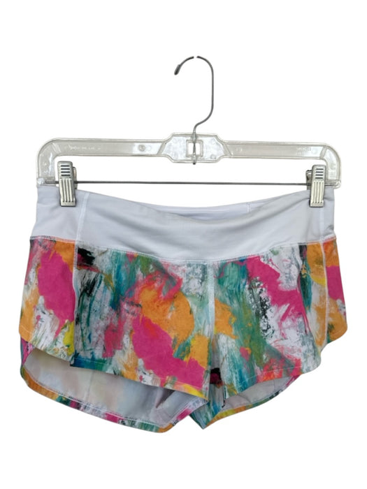 Lululemon Size 4 White & Multi Nylon Blend Paint Splatter Back Pocket Shorts White & Multi / 4