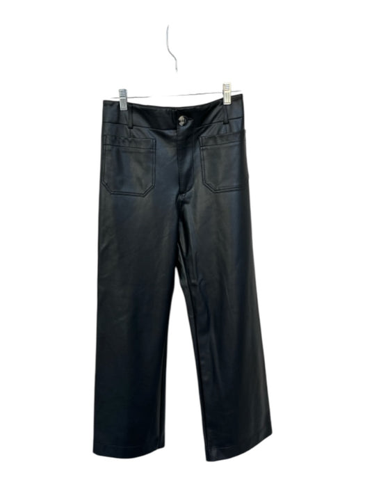 Maeve Size 26 Black Vegan Leather Front Pocket Leather Wide Leg Pants Black / 26